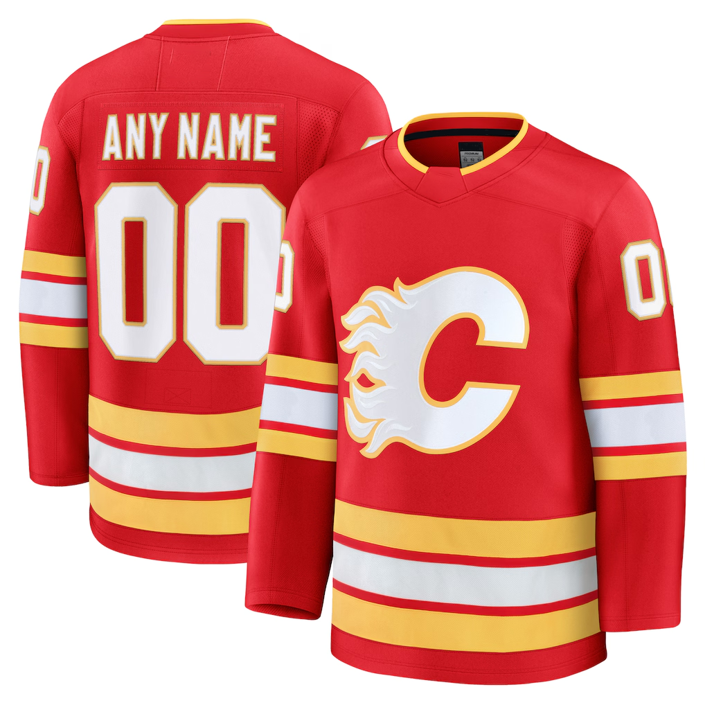 Trusc Custom C.Flames Red Home Premium Jerseys