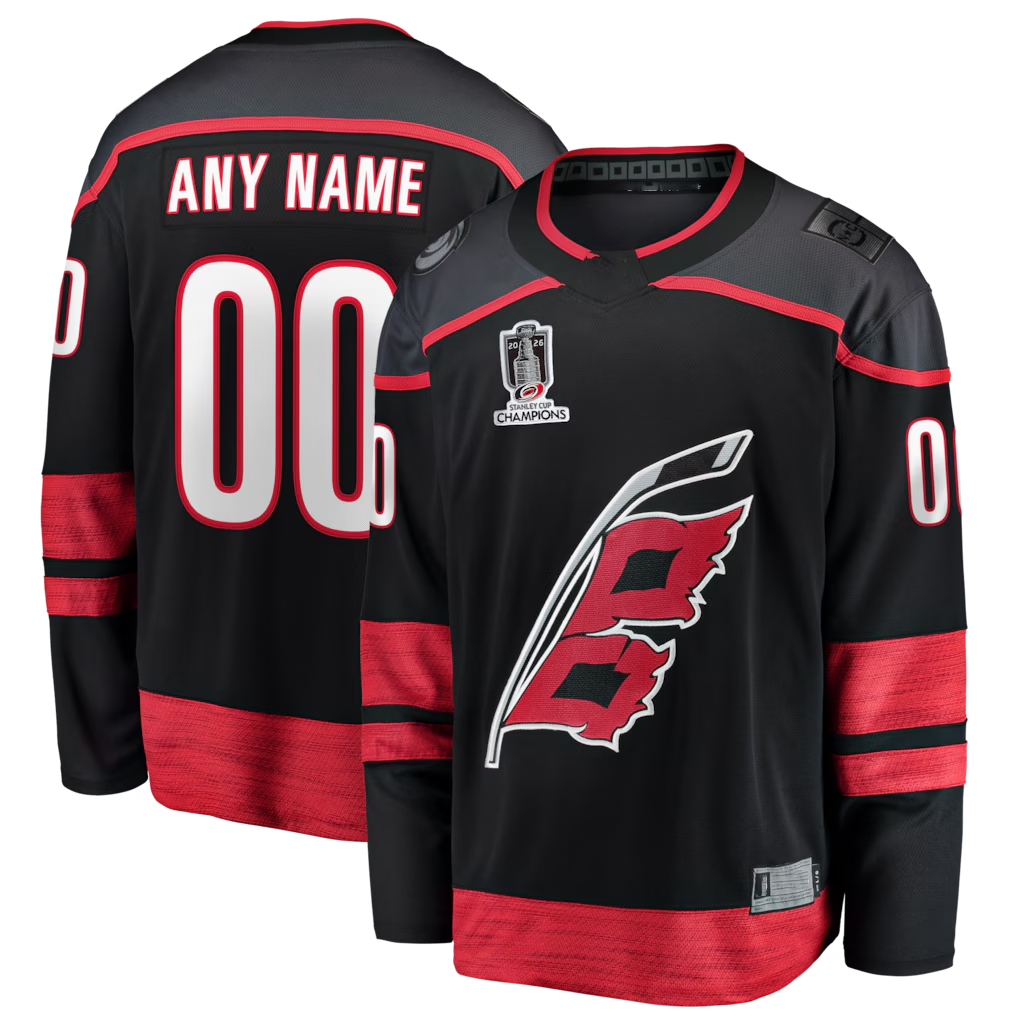 Trusc Custom C.Hurricanes Black 2026 Stanley Cup Champions Home Breakaway Custom Stitched Jerseys