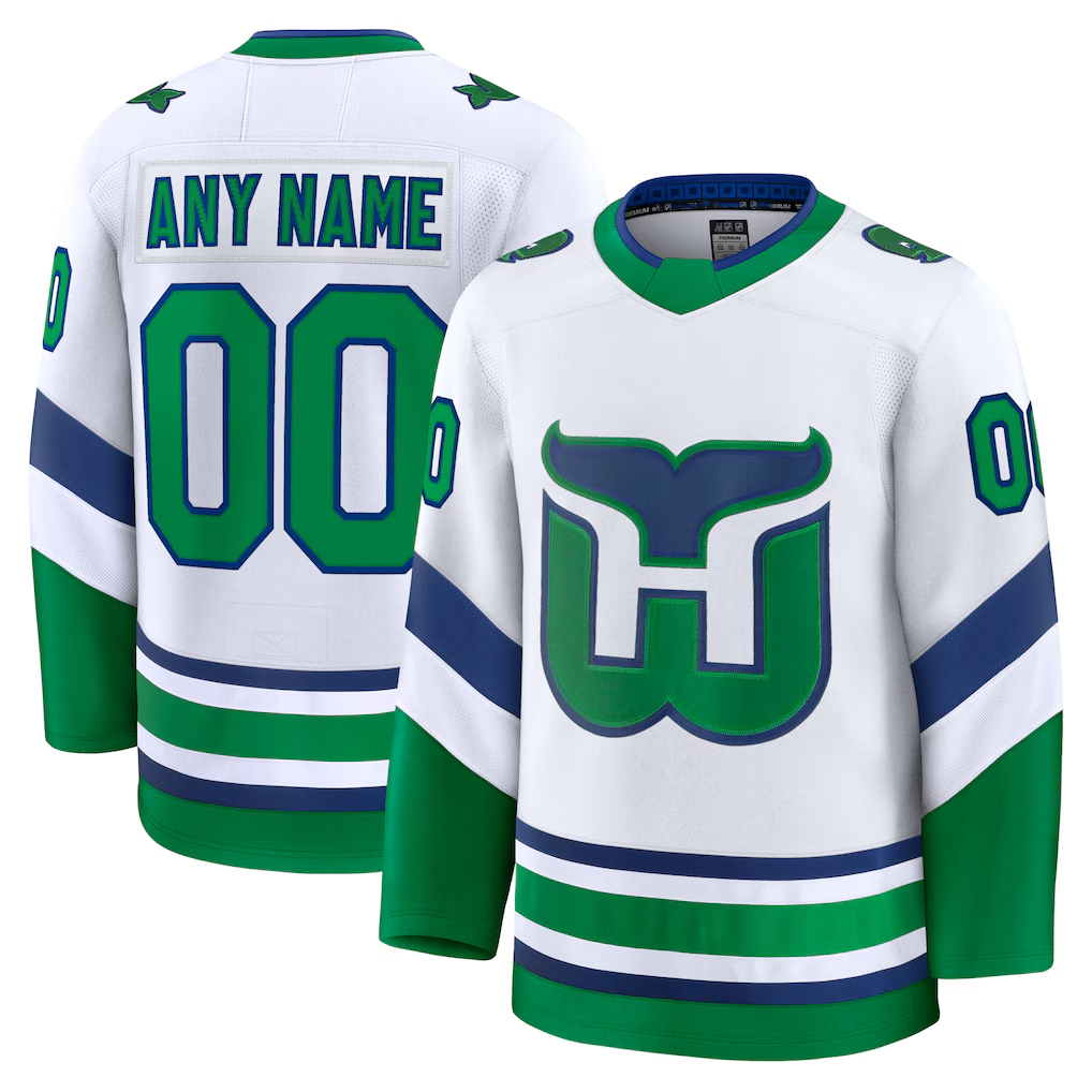 Trusc Custom C.Hurricanes White Throwback Premium Stitched Jerseys