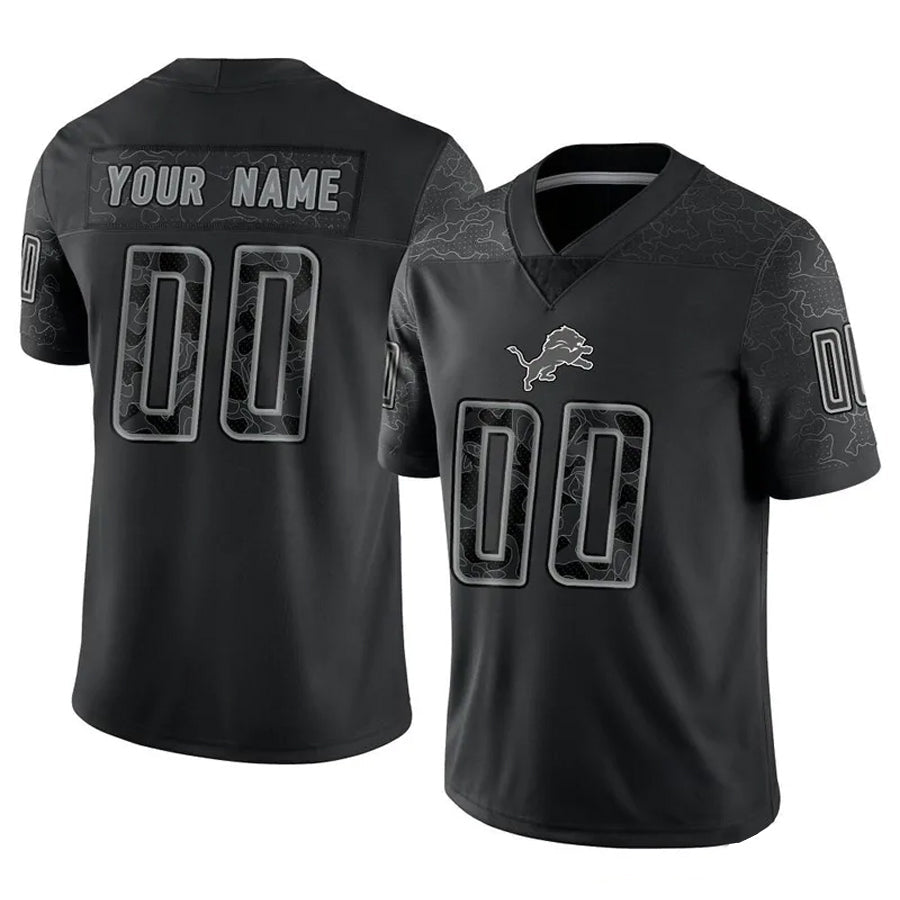 Trusc Custom D.Lions Black RFLCTV Limited Stitched Jerseys