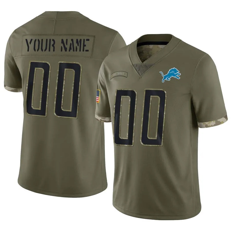 Trusc Custom D.Lions Olive Salute To Service Limited Stitched Jerseys