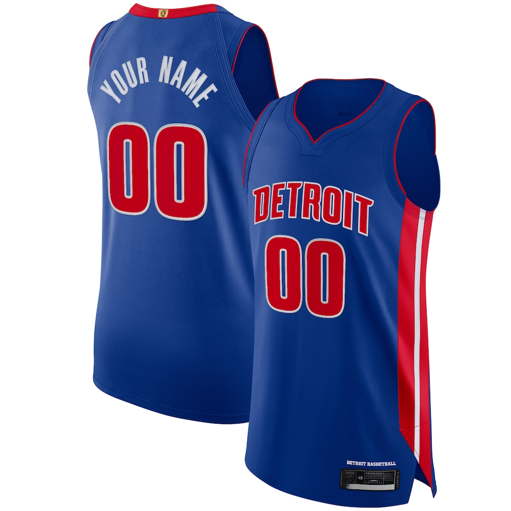 Trusc Custom D.Pistons Blue Authentic Jerseys - Icon Edition