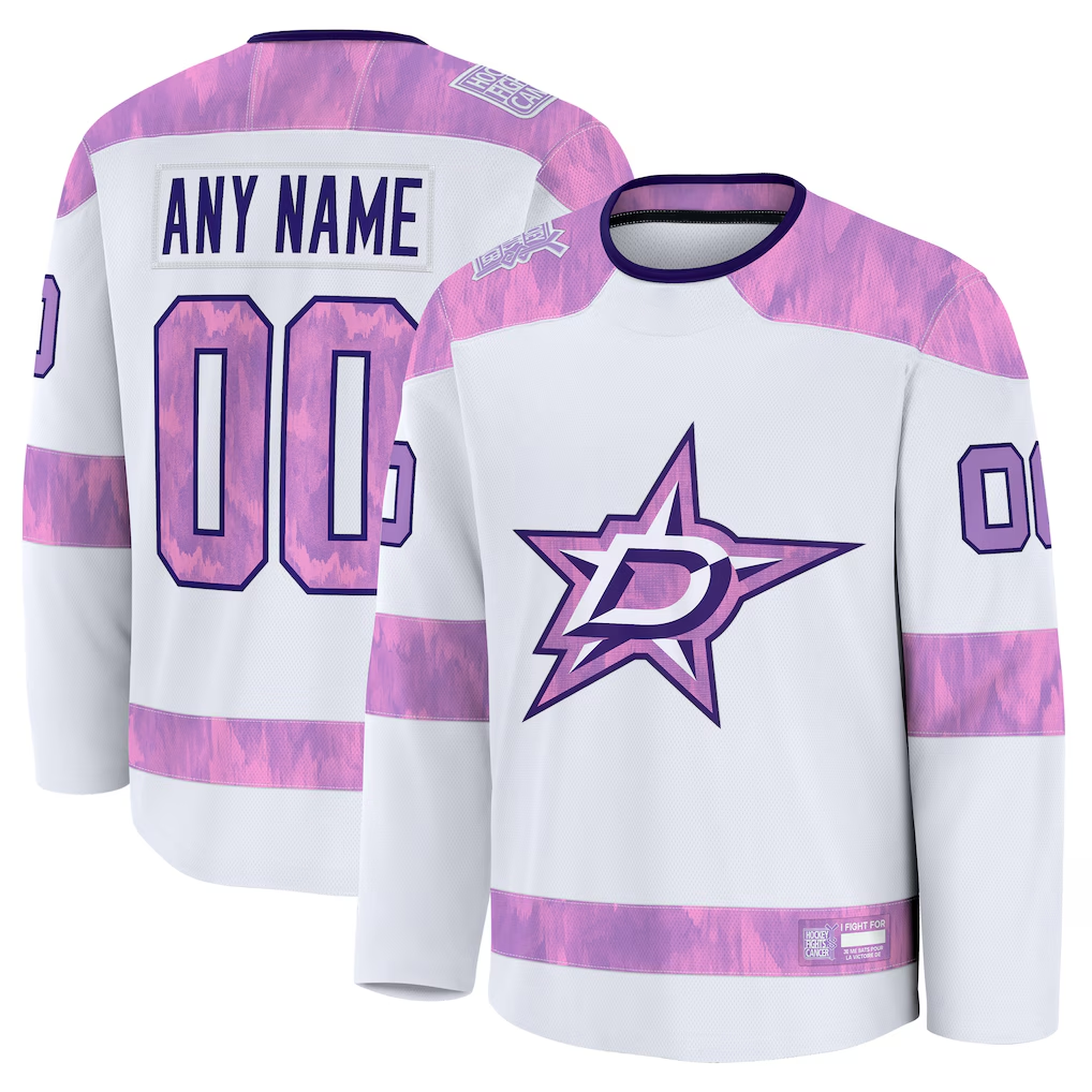 Trusc Custom D.Stars White 2024 Hockey Fights Cancer Practice Jerseys