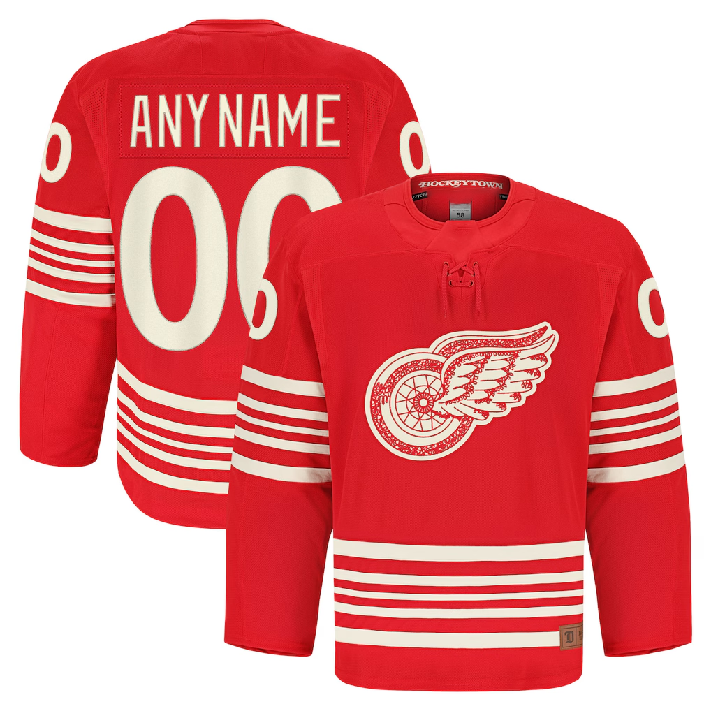 Trusc Custom D.Red wings Red Anniversary Authentic Pro Jerseys