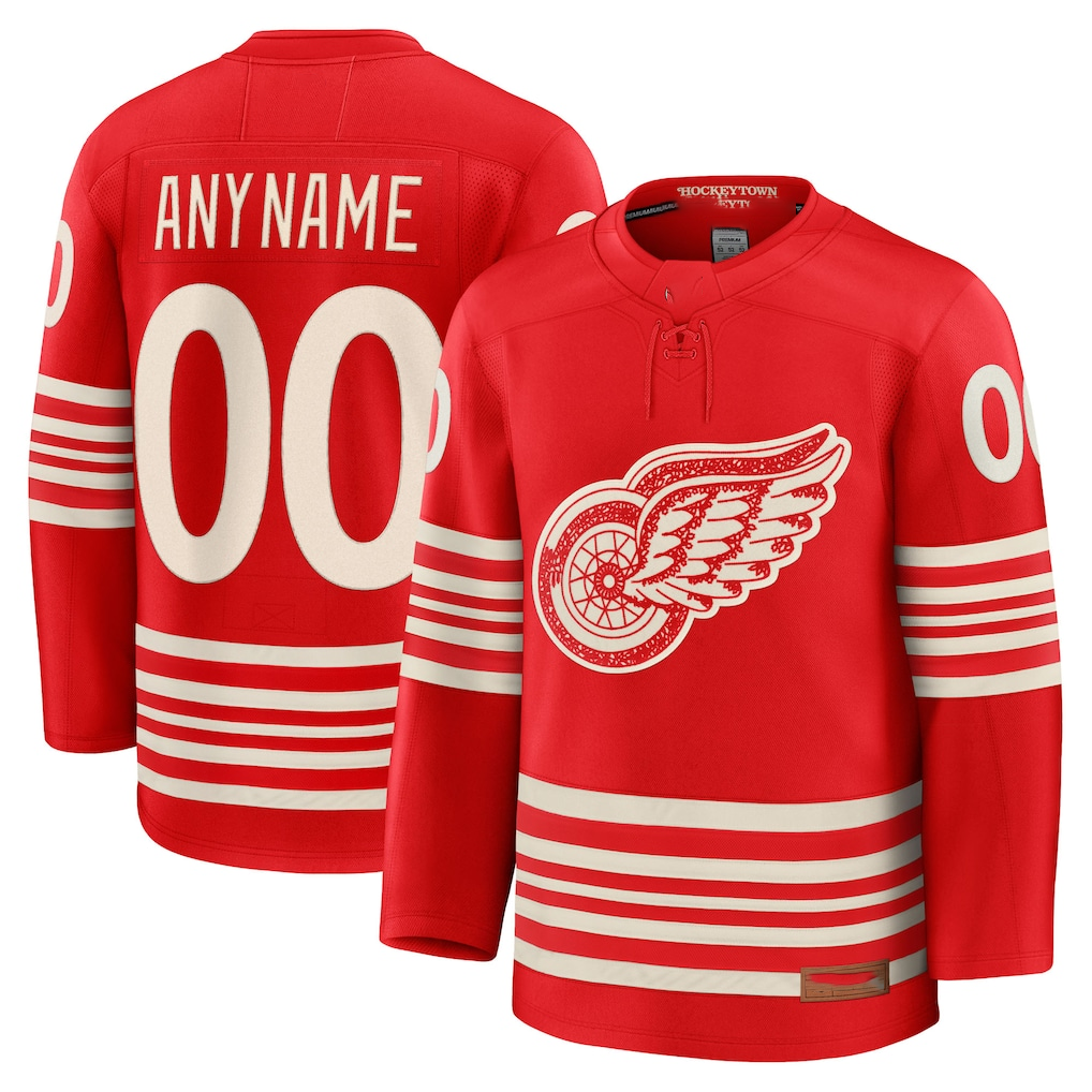 Trusc Custom D.Red wings Red Centennial Premium Jerseys