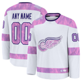 Trusc Custom D.Red wings White 2024 Hockey Fights Cancer Practice Jerseys