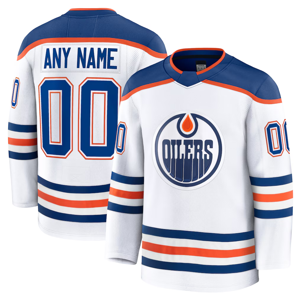 Trusc Custom E.Oilers White Away Premium Jerseys
