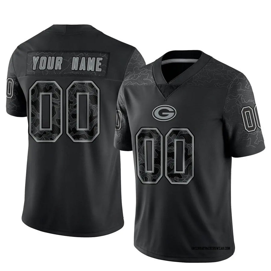 Trusc Custom GB.Packers Black REFLECTIVE Limited Stitched Jerseys