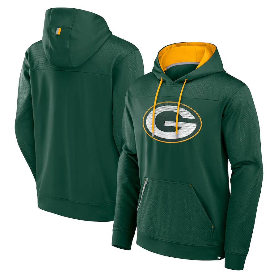 Trusc Custom GB.Packers Green Defender Pullover Hoodie Game Stitched Jerseys