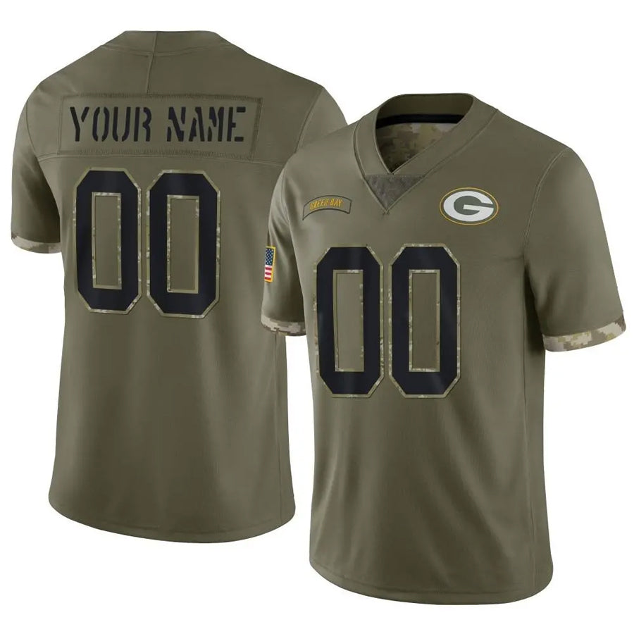Trusc Custom GB.Packers Salute To Service Olive Stitched Jerseys