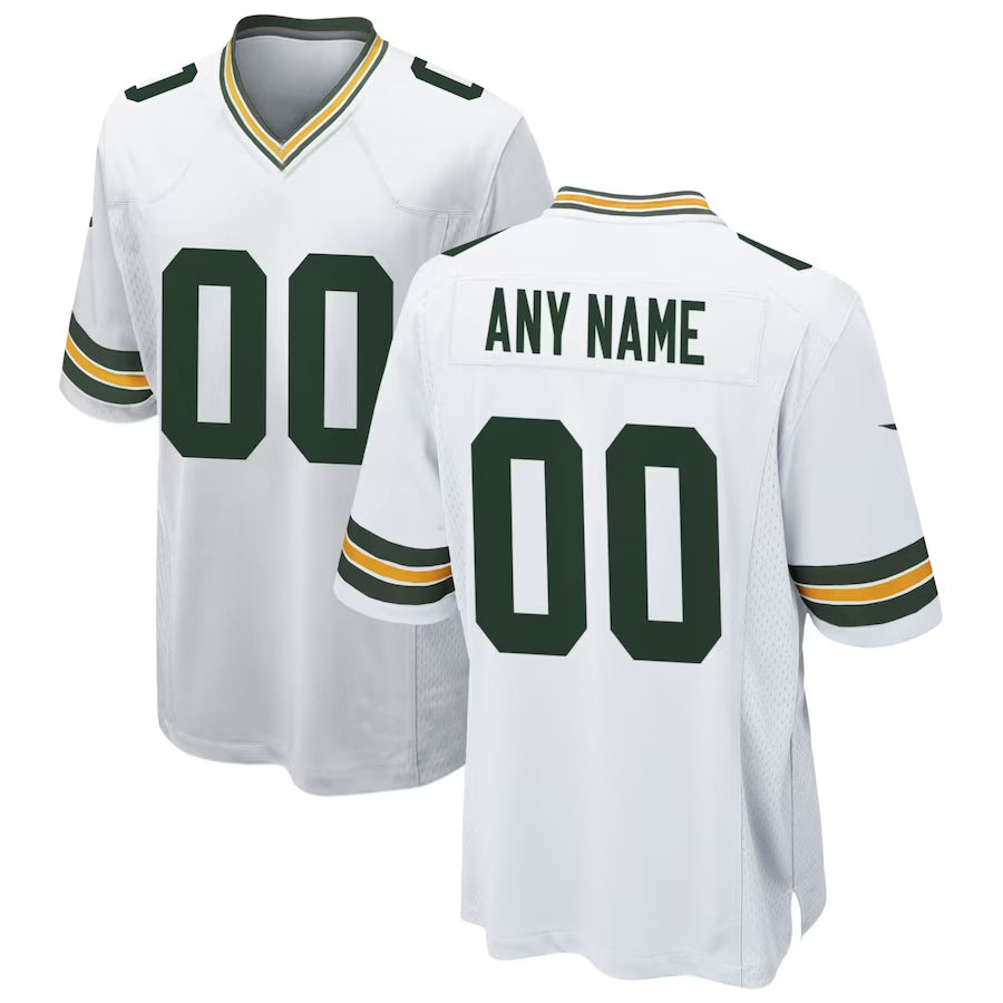 Trusc Custom GB.Packers White Home Game Stitched Jerseys