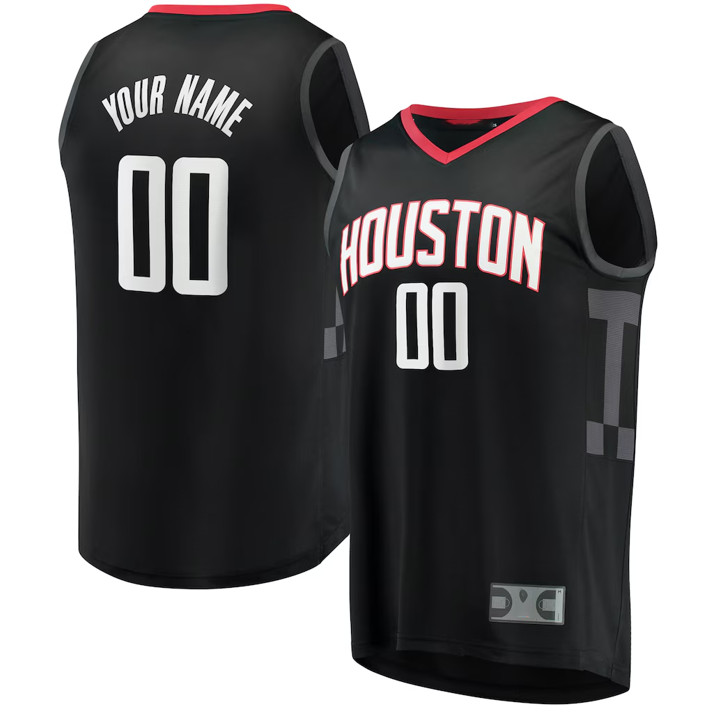 Trusc Custom H.Rockets Black Fast Break Replica Stitched Jerseys-Statement Edition