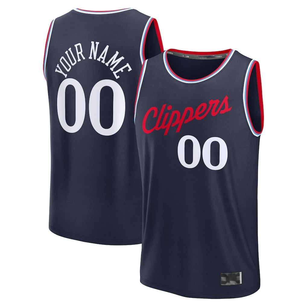 Trusc Custom LA.Clippers Navy Fast Break Stitched Jerseys- Icon Edition