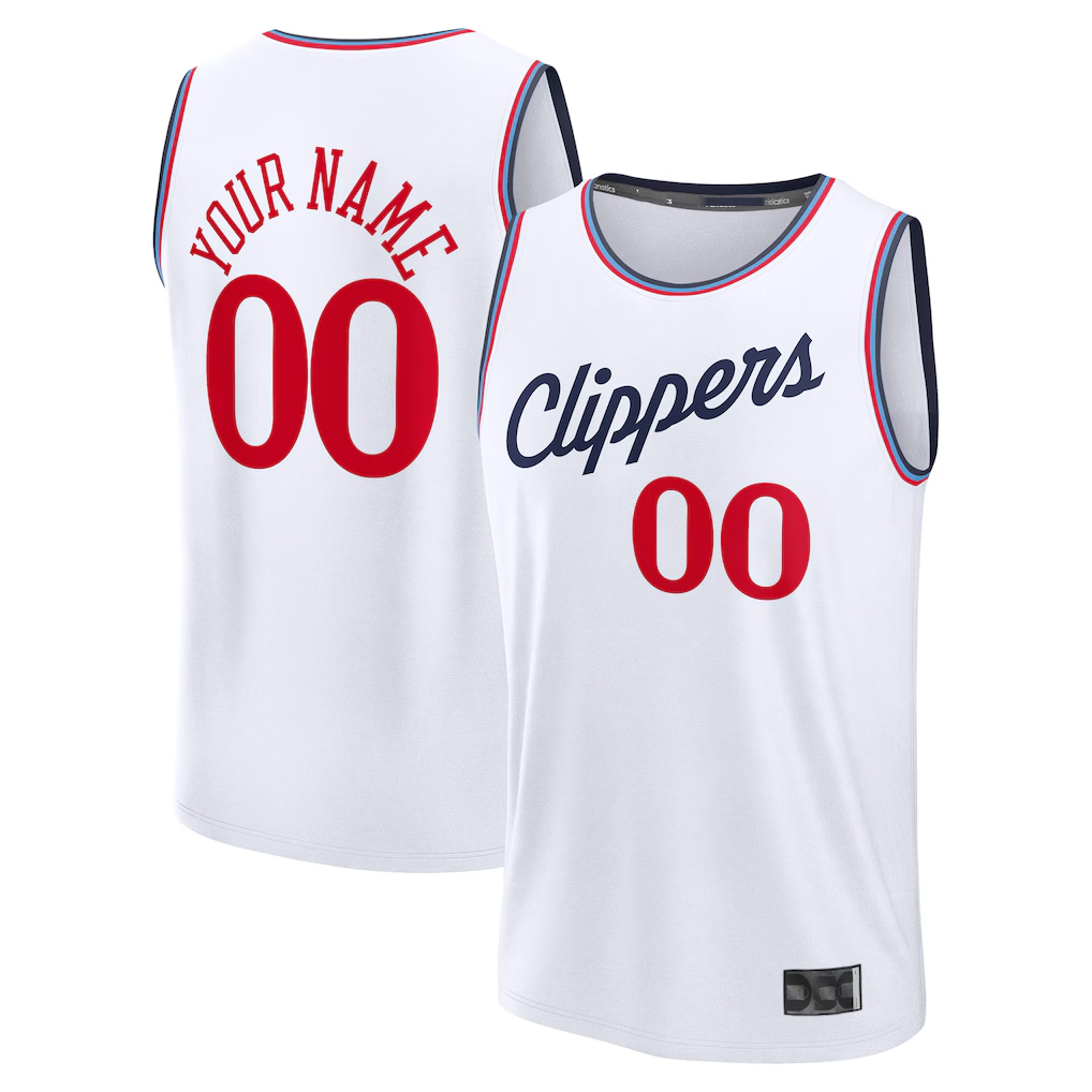 Trusc Custom LA.Clippers White Fast Break Stitched Jerseys - Association Edition