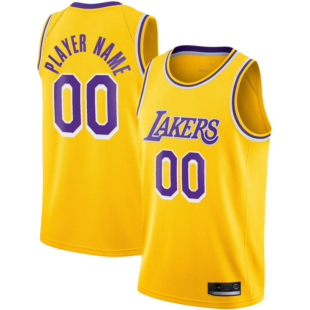 Trusc Custom LA.Lakers Gold 2020-2021 Swingman Stitched Jerseys - Icon Edition