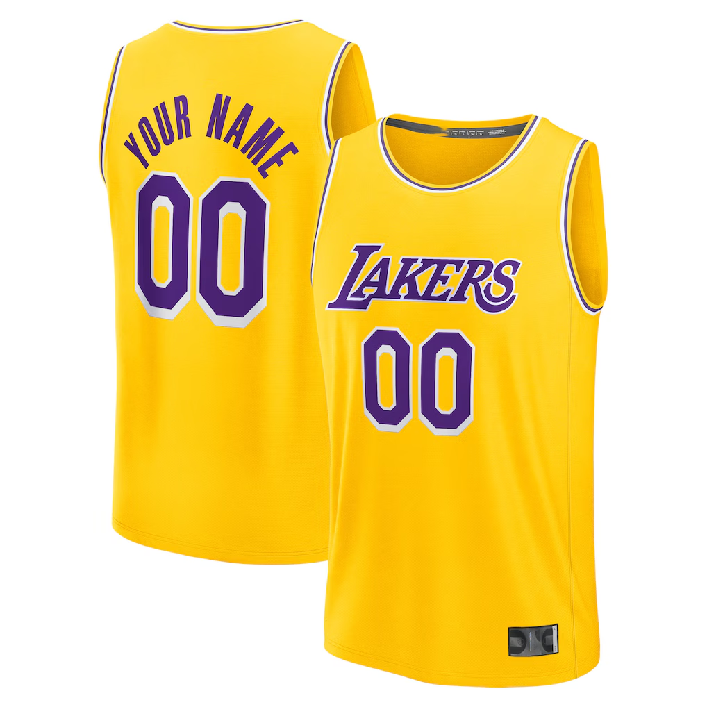 Trusc Custom LA.Lakers Gold Fast Break Stitched Jerseys - Icon Edition