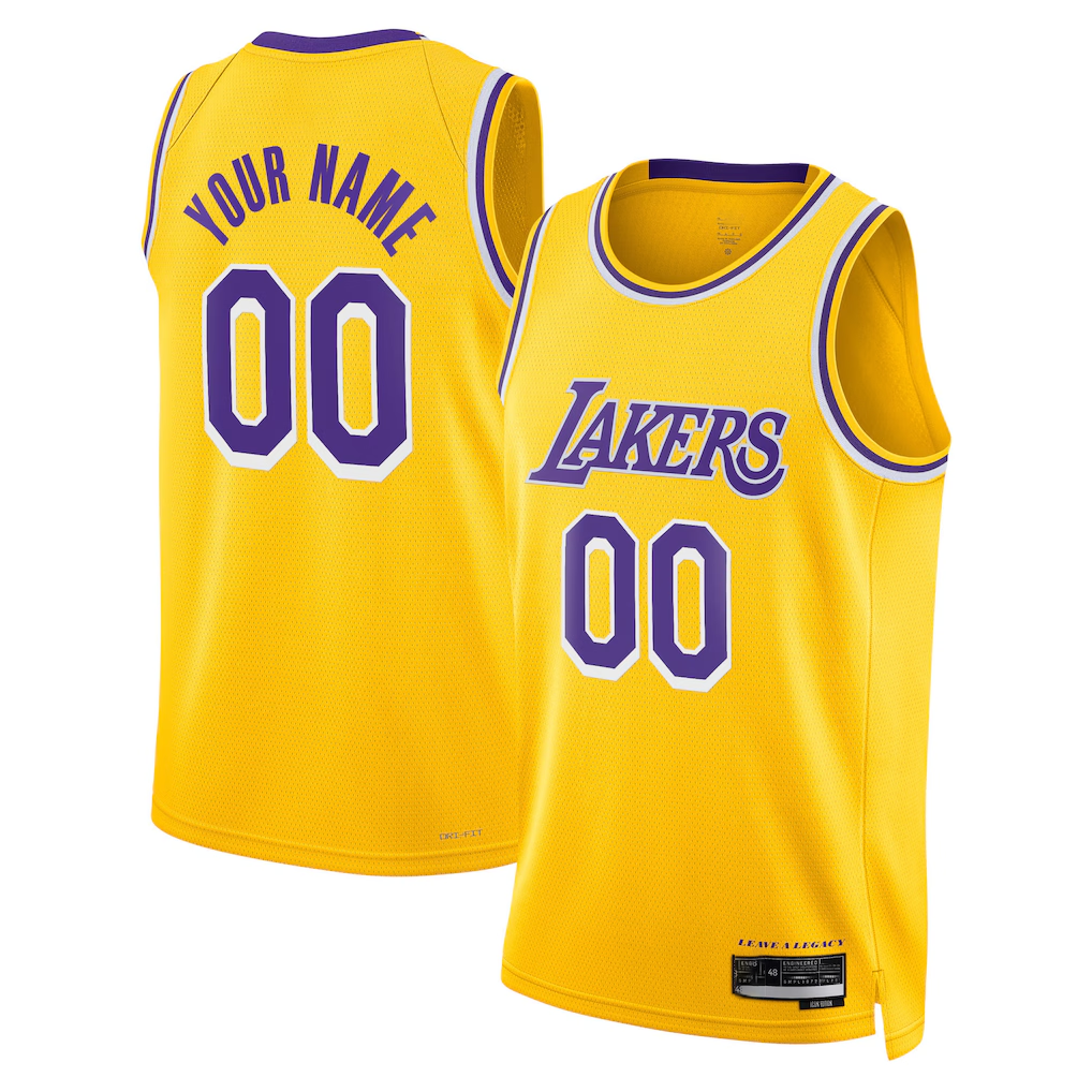 Trusc Custom LA.Lakers Gold Swingman Stitched Jerseys - Icon Edition
