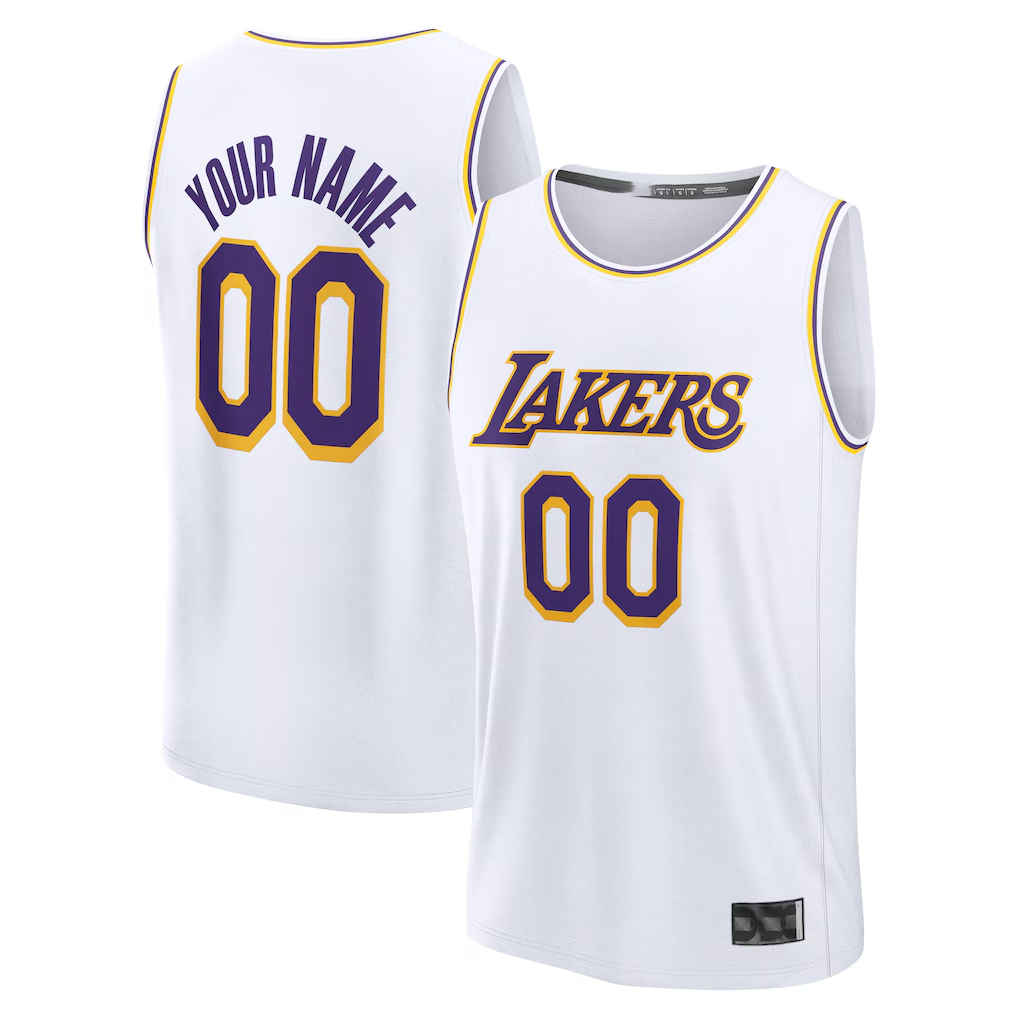 Trusc Custom LA.Lakers White Fast Break Replica Stitched Jerseys - Association Edition