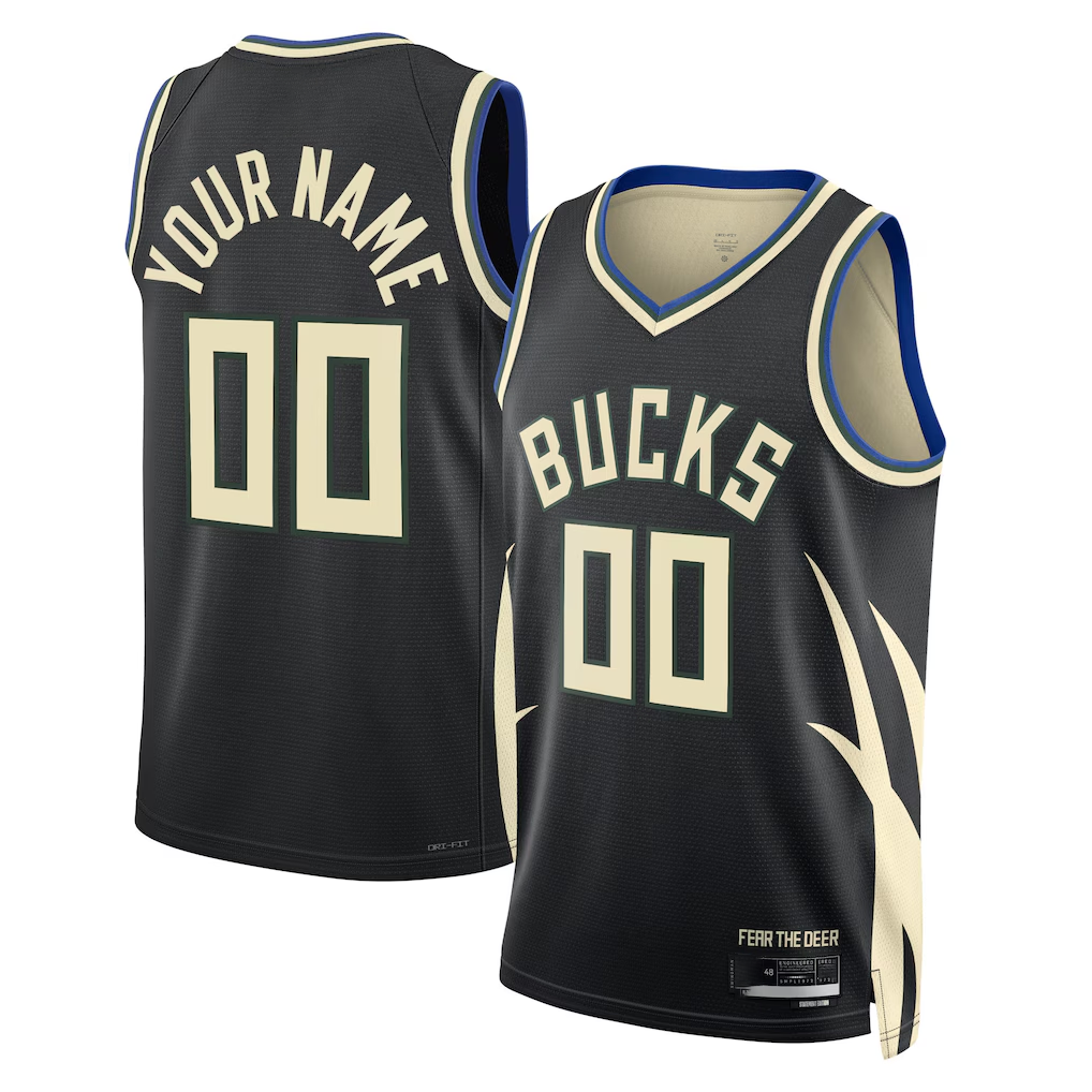 Trusc Custom M.Bucks Black 2022-23 Swingman Jerseys - Statement Edition