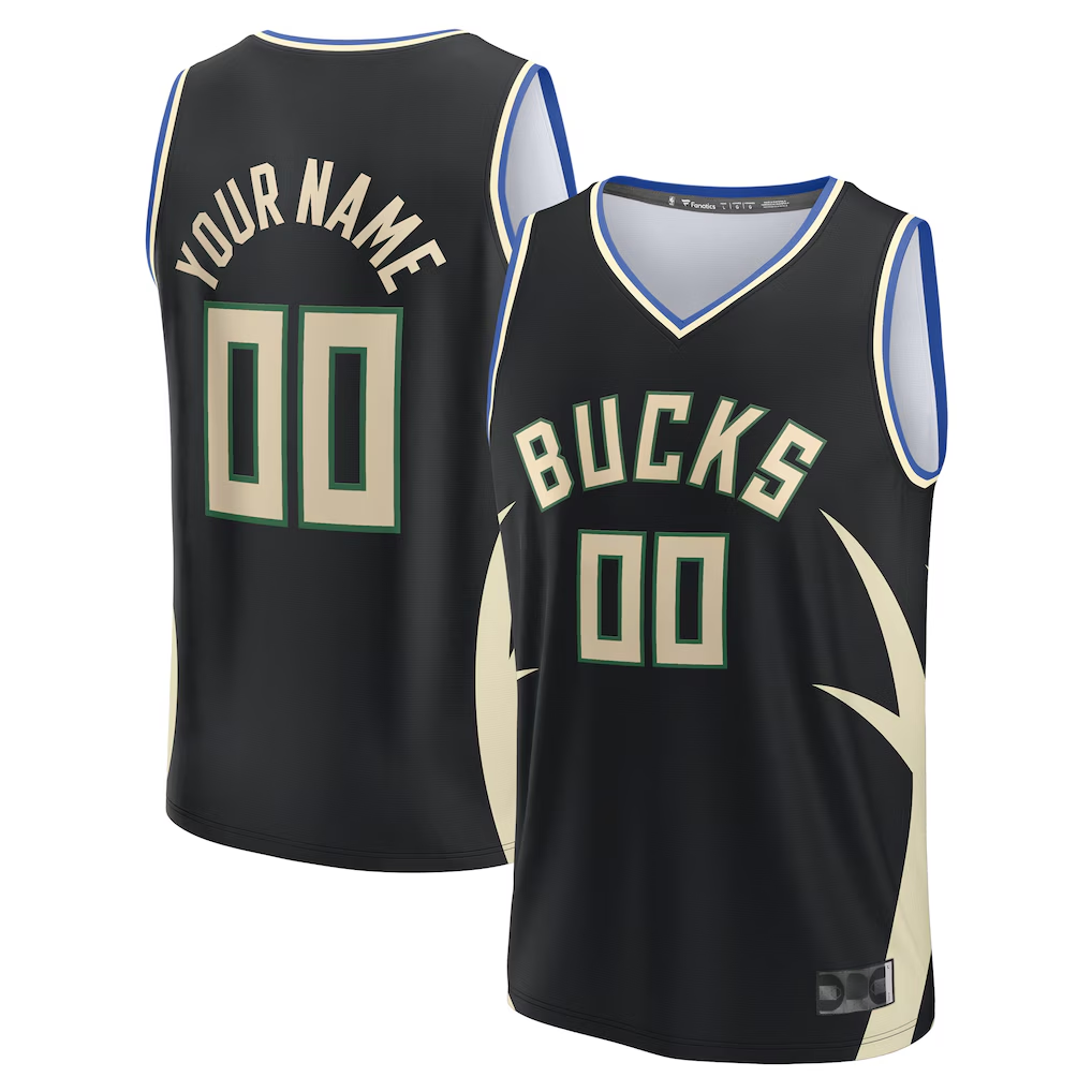 Trusc Custom M.Bucks Black Fast Break Jerseys - Statement Edition