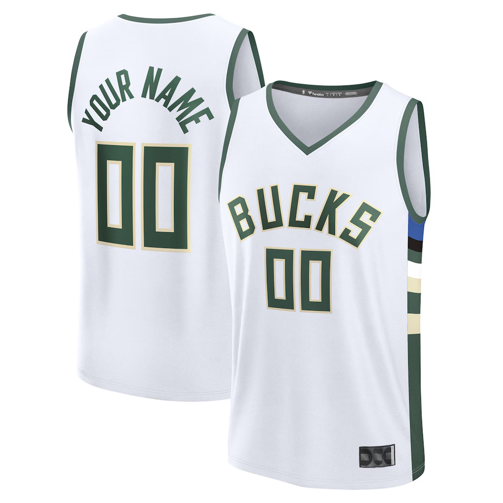 Trusc Custom M.Bucks White Fast Break Jerseys - Association Edition