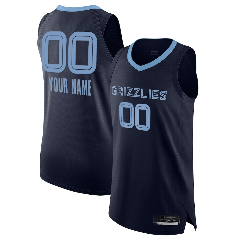 Trusc Custom M.Grizzlies Navy 2020-2021 Authentic Stitched Jerseys- Icon Edition