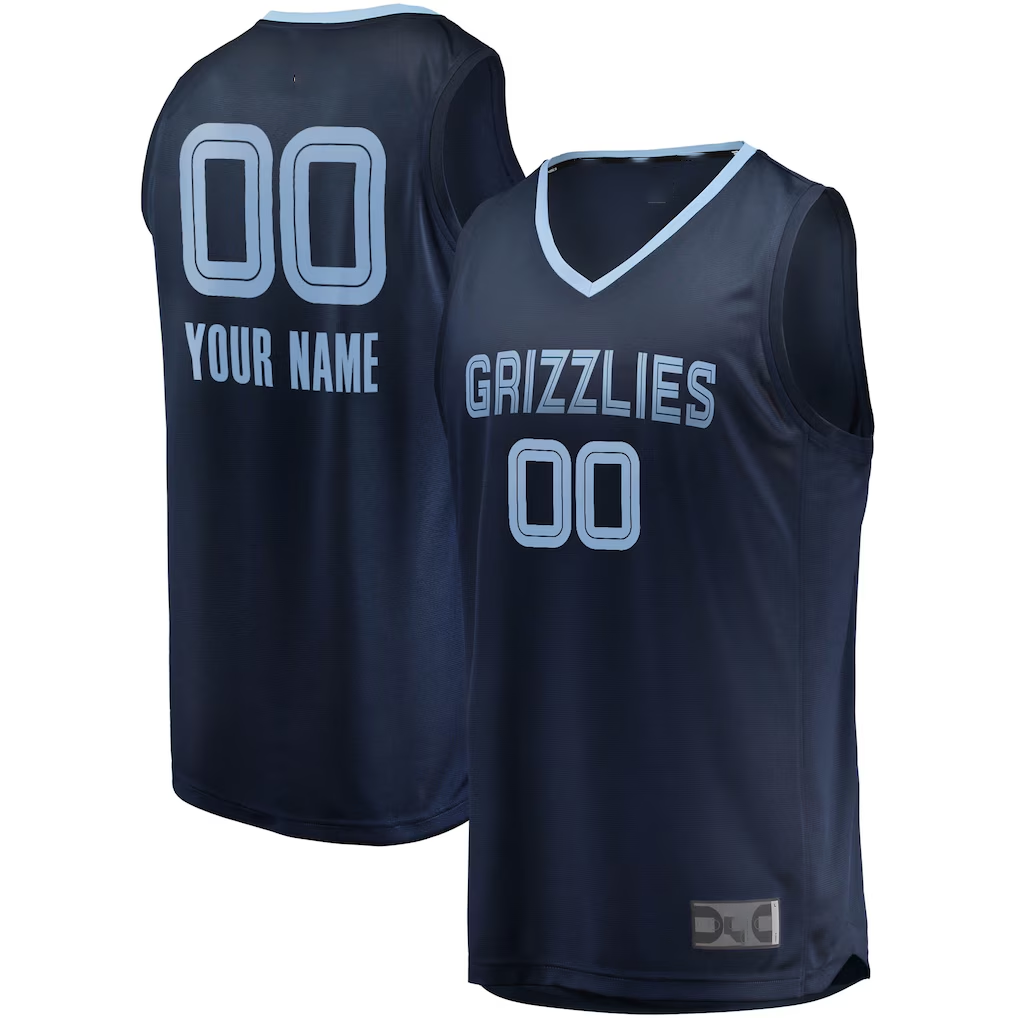Trusc Custom M.Grizzlies Navy Fast Break Replica Stitched Jerseys- Icon Edition