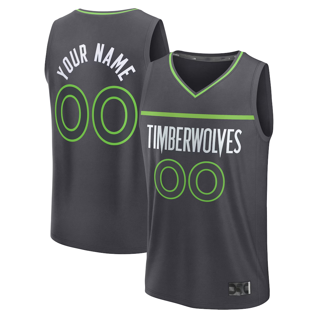 Trusc Custom M.Timberwolves Anthracite Fast Break Stitched Jerseys- Icon Edition