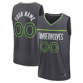Trusc Custom M.Timberwolves Anthracite Fast Break Stitched Jerseys- Icon Edition