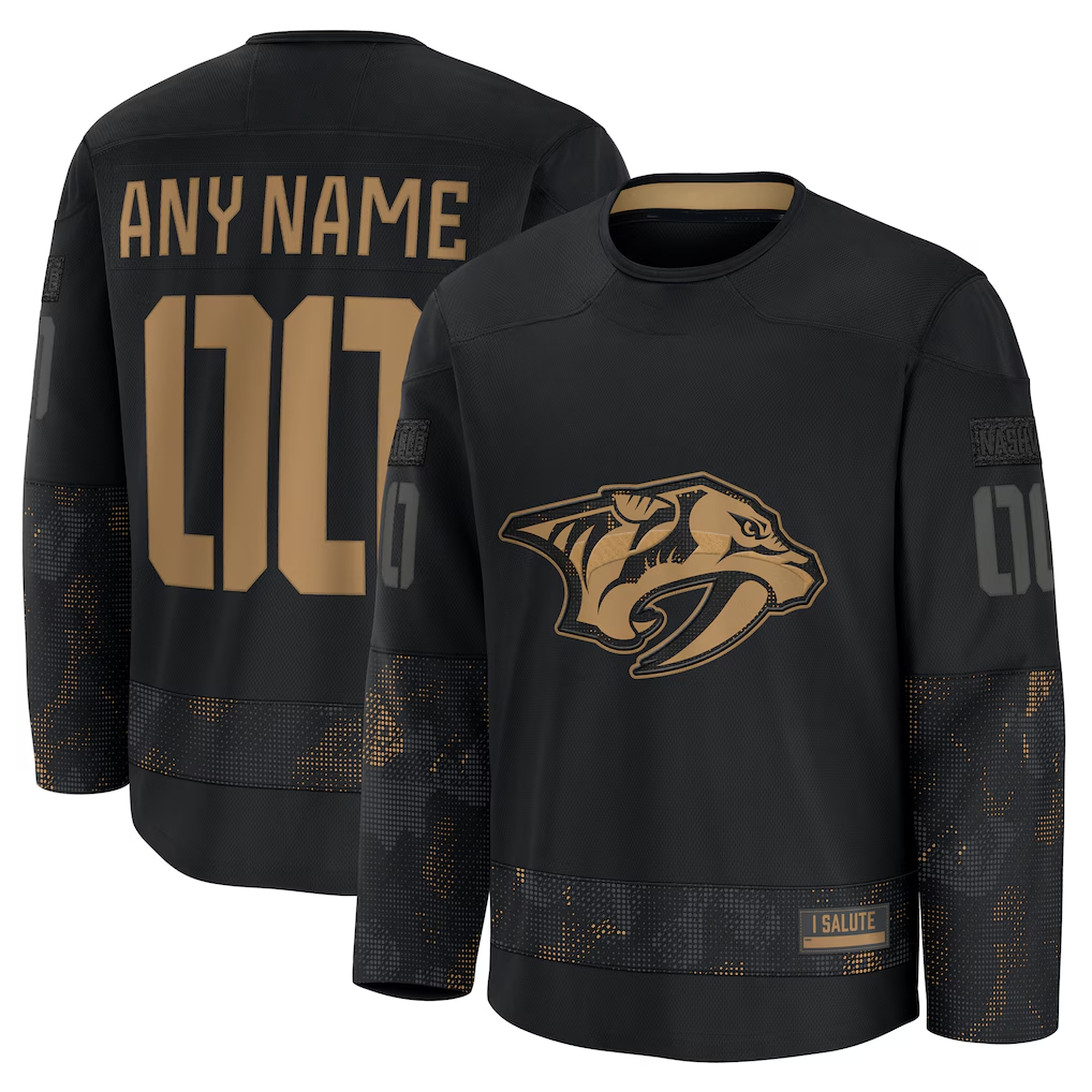 Trusc Custom N.Predators Black 2024 Military Appreciation Practice Jerseys