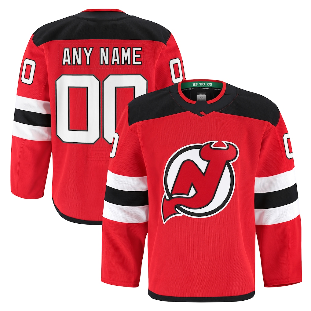 Trusc Custom N.Jersey Devils Red Home Authentic Pro Jerseys
