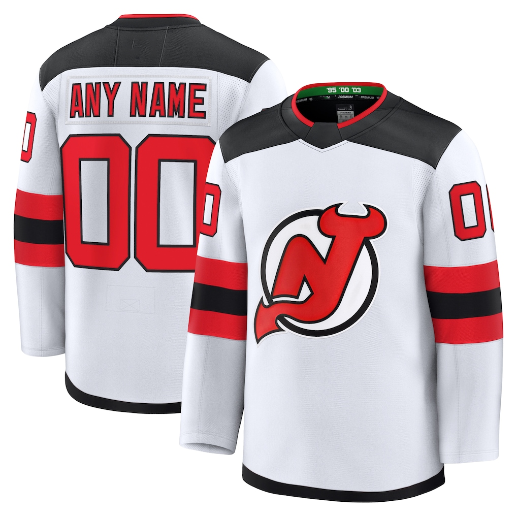 Trusc Custom N.Jersey Devils White Away Premium Jerseys