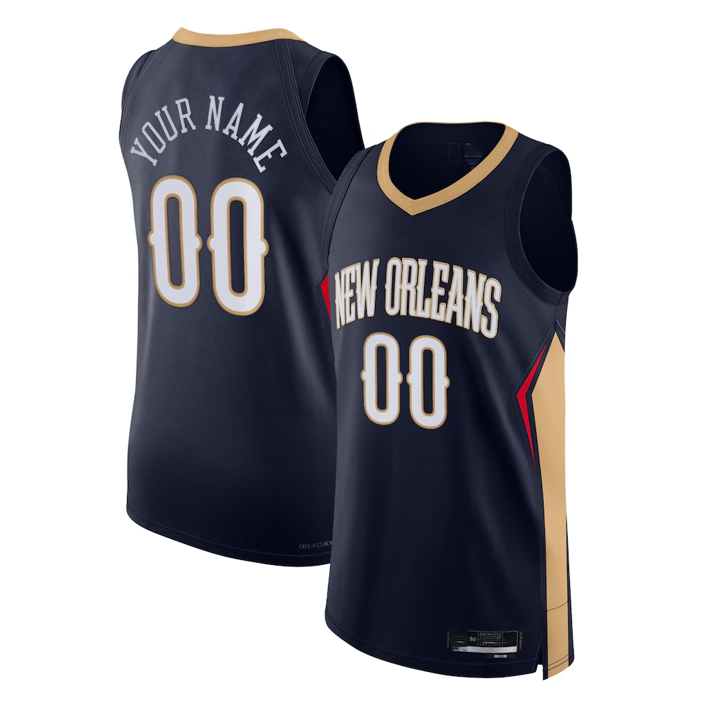 Trusc Custom NO.Pelicans Navy 2021-2022 Diamond Authentic Stitched Jerseys- Icon Edition