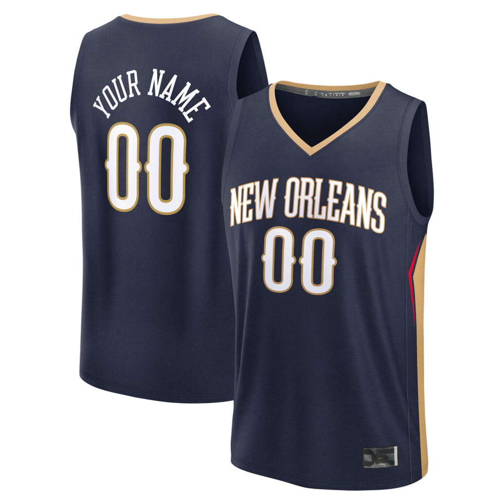Trusc Custom NO.Pelicans Navy Fast Break Stitched Jerseys- Icon Edition