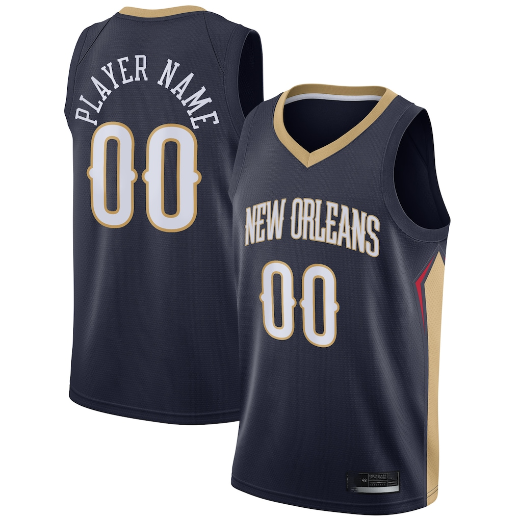 Trusc Custom NO.Pelicans Navy Swingman Stitched Jerseys- Icon Edition