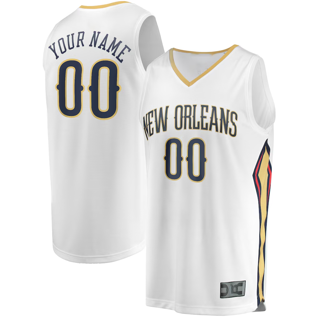 Trusc Custom NO.Pelicans White Fast Break Stitched Jerseys- Association Edition