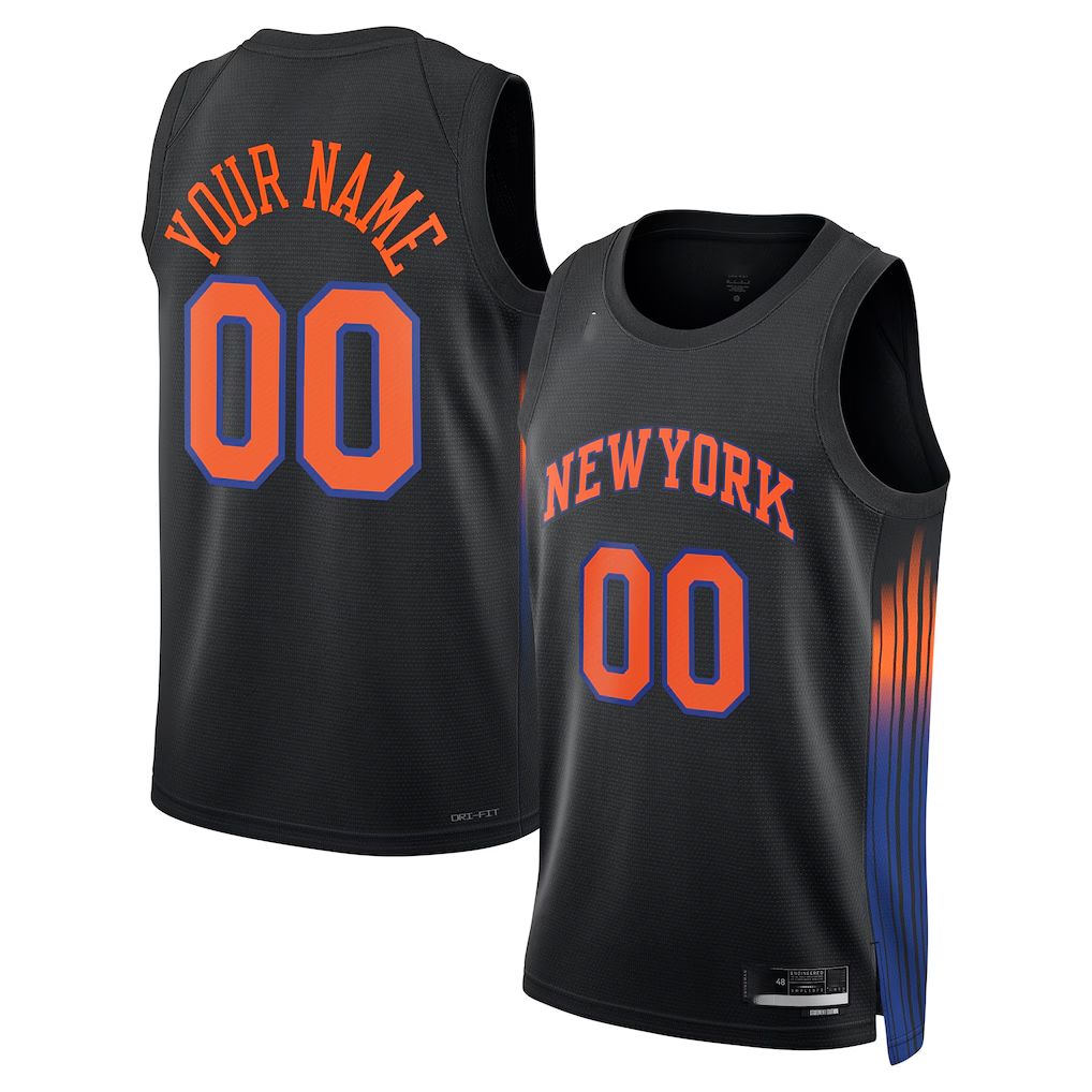 Trusc Custom NY.Knicks Black Swingman Jerseys - Statement Edition