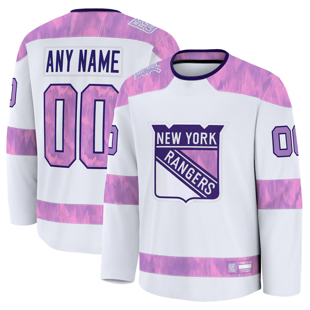 Trusc Custom NY.Rangers White 2024 Hockey Fights Cancer Practice Jerseys