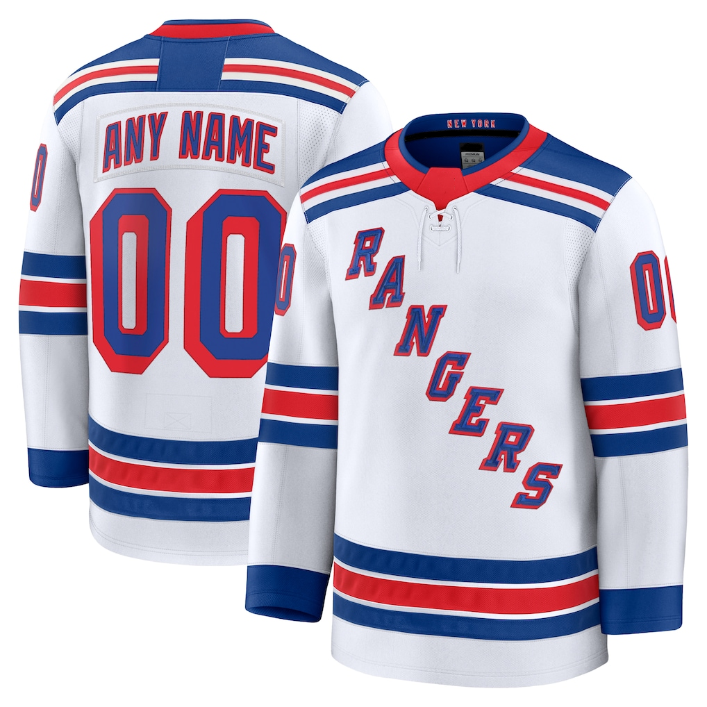 Trusc Custom NY.Rangers White Away Premium Jerseys