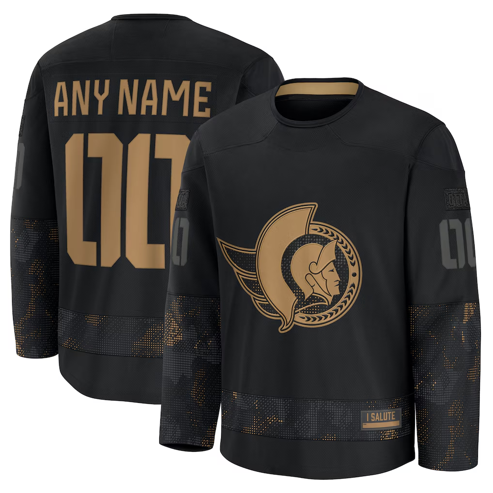 Trusc Custom O.Senators Black 2024 Military Appreciation Practice Jerseys