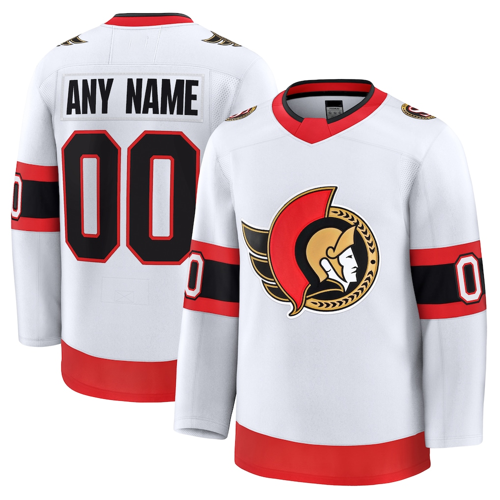 Trusc Custom O.Senators White Away Premium Jerseys
