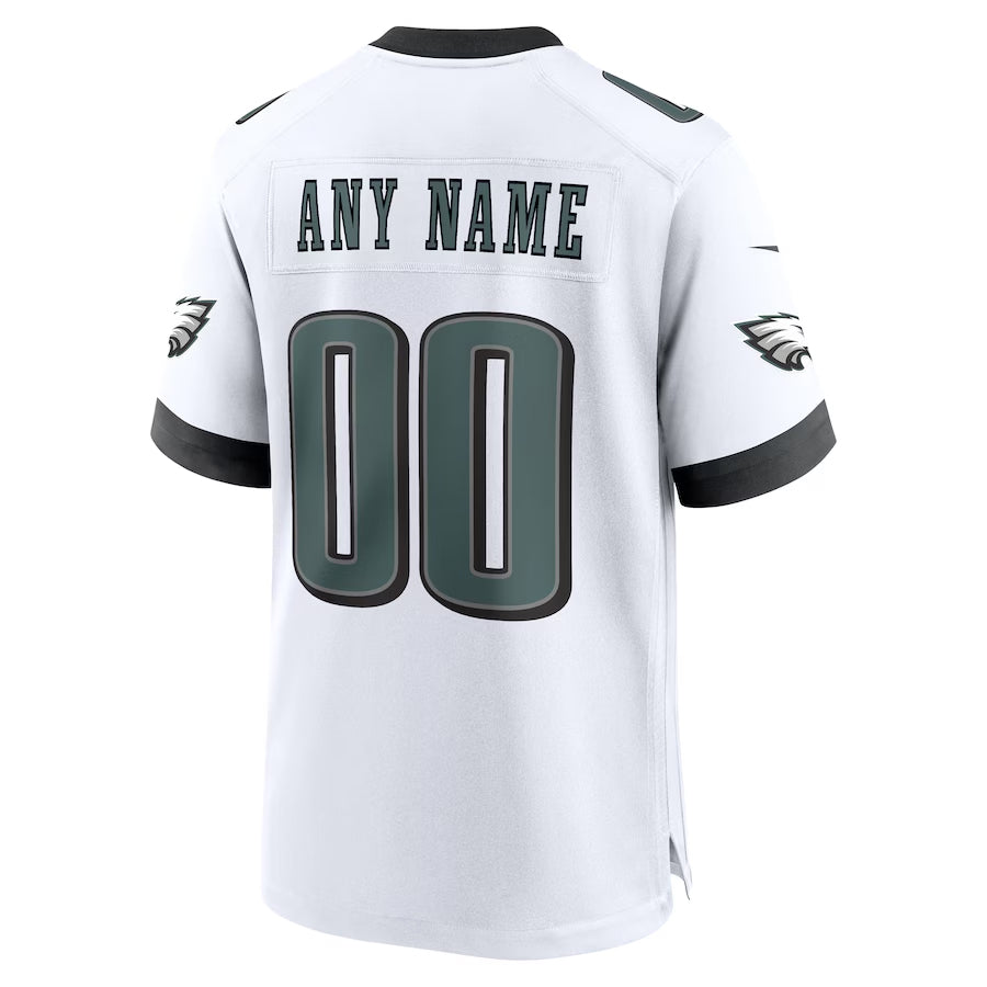 Trusc Custom P.Eagles White Stitched Home Game Stitched Jerseys