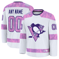 Trusc Custom P.Penguins White 2024 Hockey Fights Cancer Jerseys