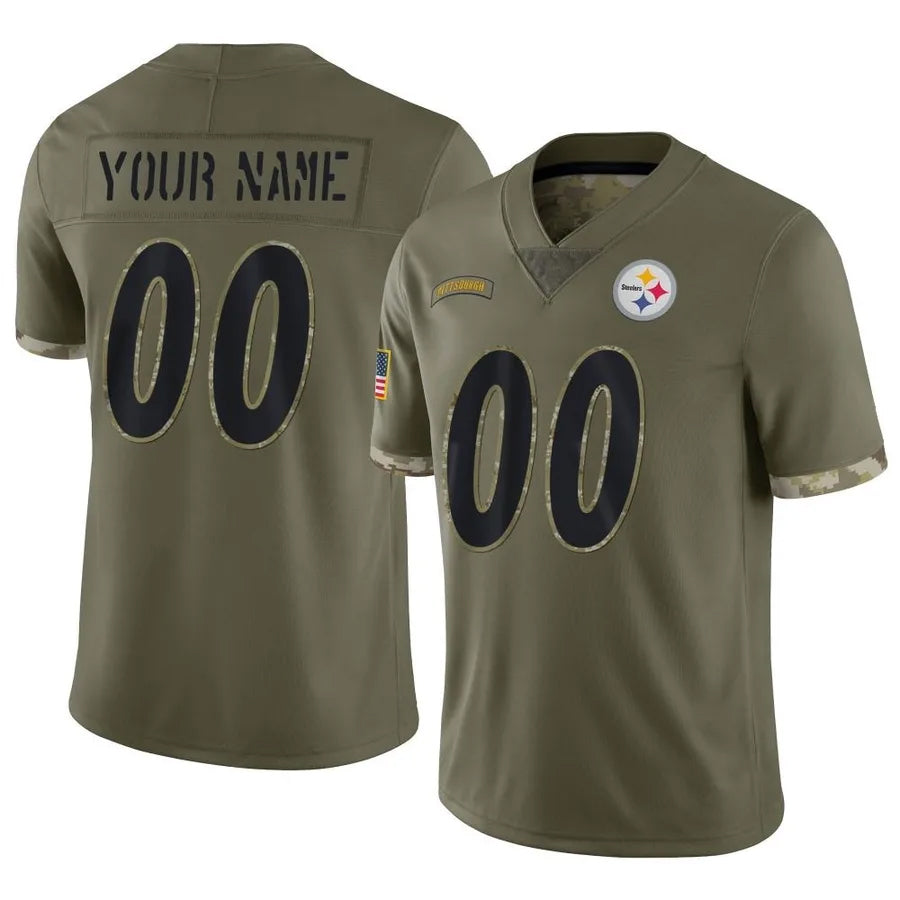 Trusc Custom P.Steelers Salute To Service Limited Olive Stitched Jerseys