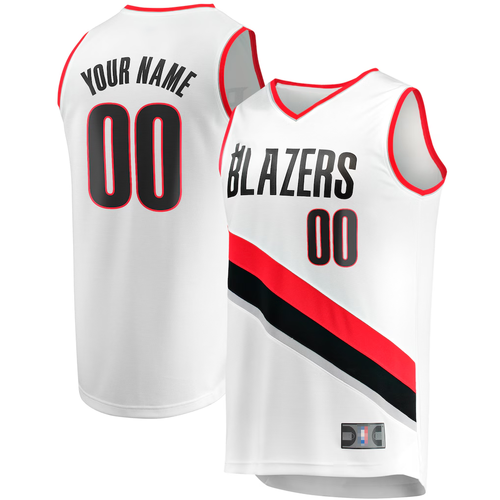Trusc Custom PT.Blazers Fanatics White Fast Break Replica Jerseys - Association Edition