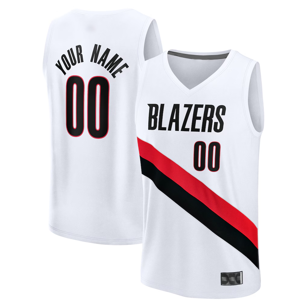 Trusc Custom PT.Blazers Fanatics White Fast Break Replica Jerseys - Association Edition