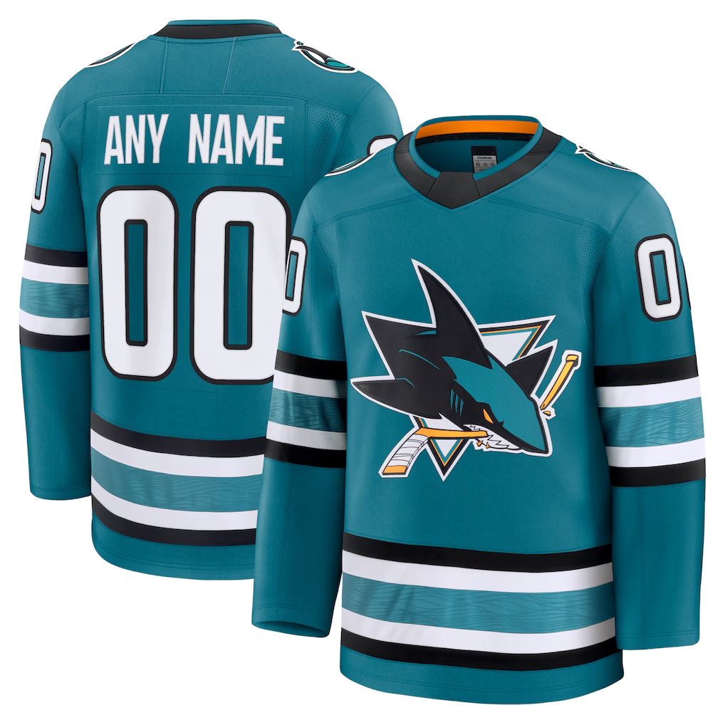 Trusc Custom S.Jose Sharks Teal Home Premium Jerseys
