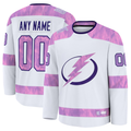 Trusc Custom TB.Lightning White 2024 Hockey Fights Cancer Practice Jerseys