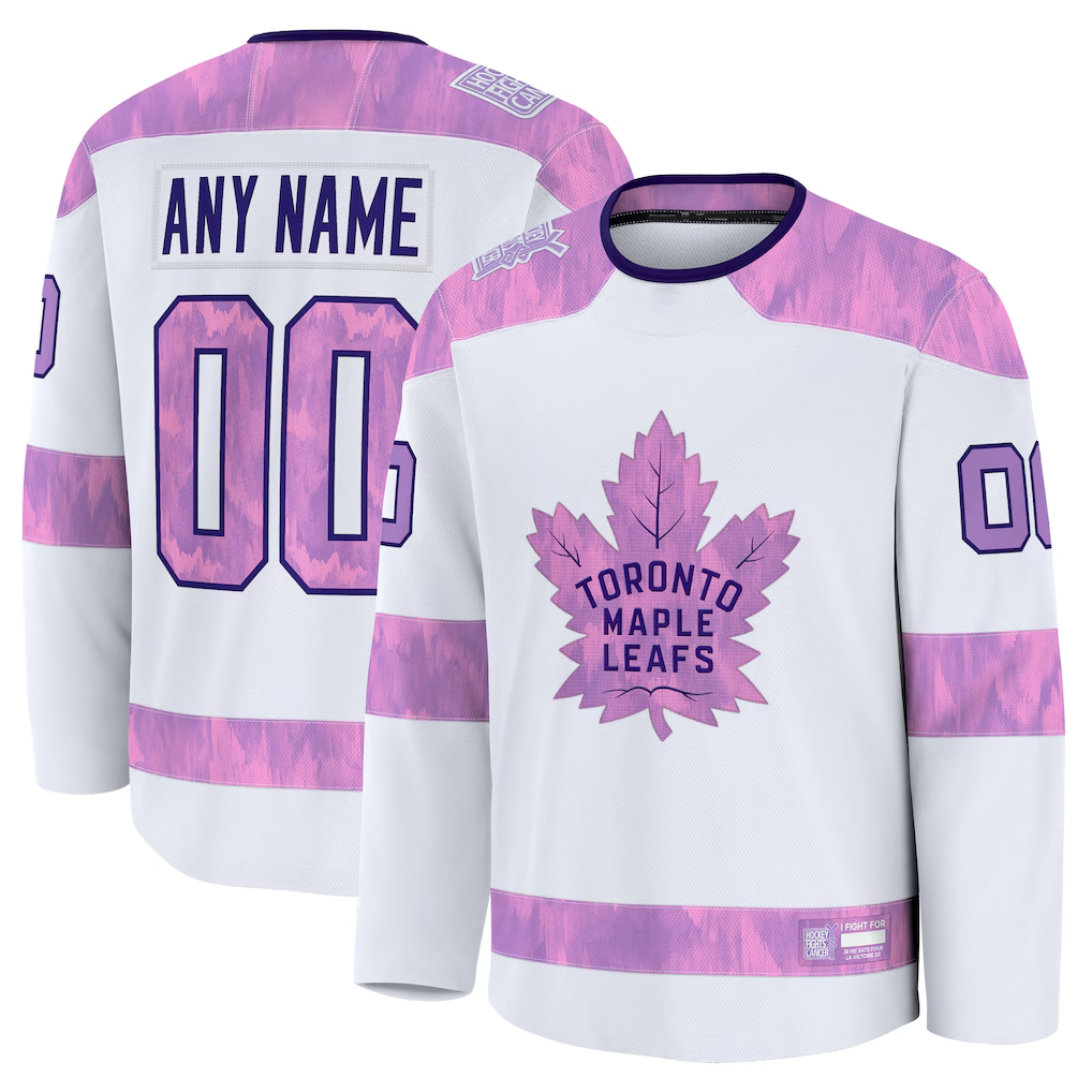 Trusc Custom T.Maple Leafs White 2024 Hockey Fights Cancer Practice Jerseys