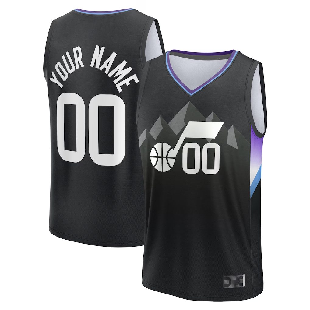 Trusc Custom U.Jazz Fanatics Black Fast Break Jerseys - Statement Editio